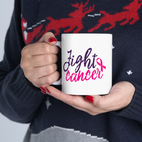 "Fight Cancer" - Funny Double Sided Print - White Ceramic Mug 11oz - Image 12