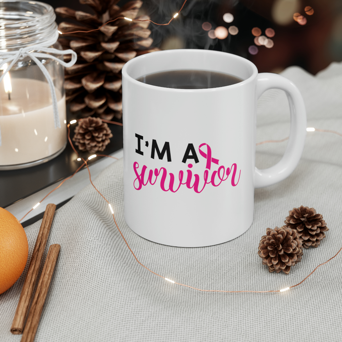 "I'm A Survivor" - Funny Double Sided Print - White Ceramic Mug 11oz - Image 5