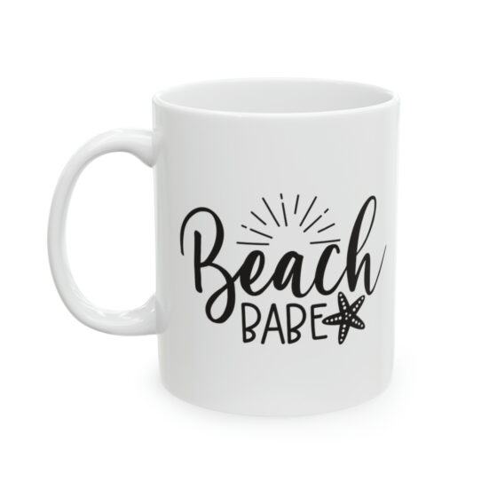 "Beach Babe" - Funny Double Sided Print - White Ceramic Mug 11oz