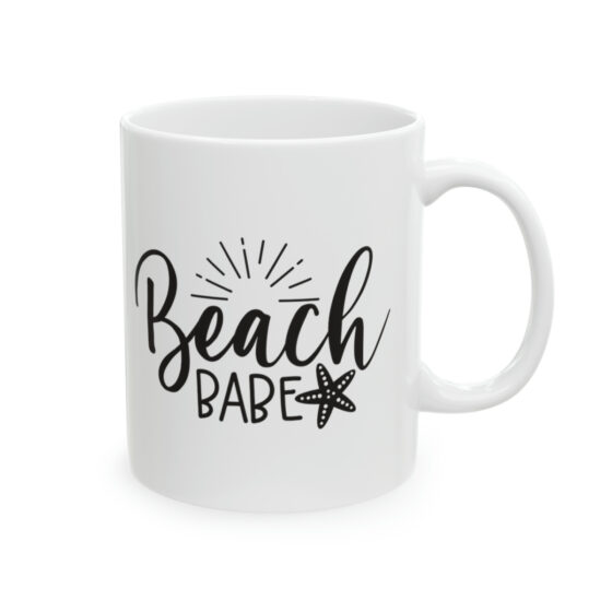 "Beach Babe" - Funny Double Sided Print - White Ceramic Mug 11oz - Image 4