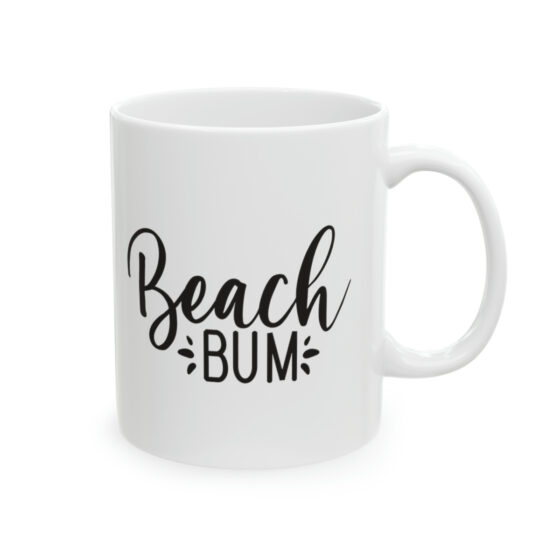 "Beach Bum" - Funny Double Sided Print - White Ceramic Mug 11oz - Image 4