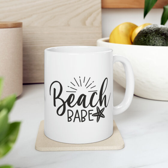 "Beach Babe" - Funny Double Sided Print - White Ceramic Mug 11oz - Image 8