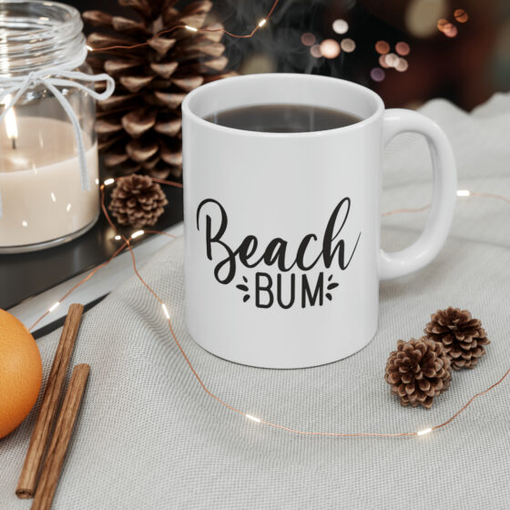 "Beach Bum" - Funny Double Sided Print - White Ceramic Mug 11oz - Image 5
