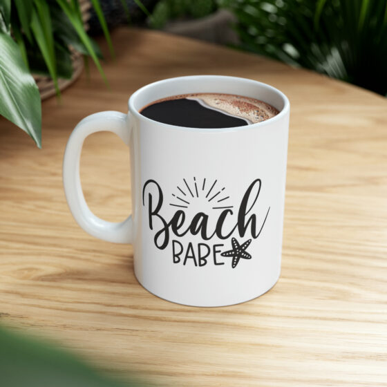 "Beach Babe" - Funny Double Sided Print - White Ceramic Mug 11oz - Image 9