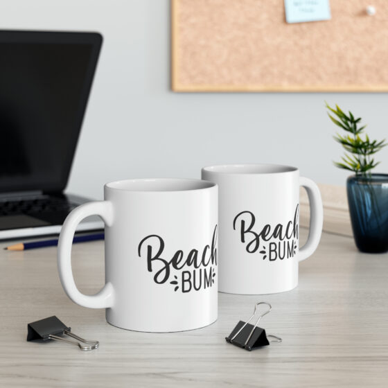 "Beach Bum" - Funny Double Sided Print - White Ceramic Mug 11oz - Image 6