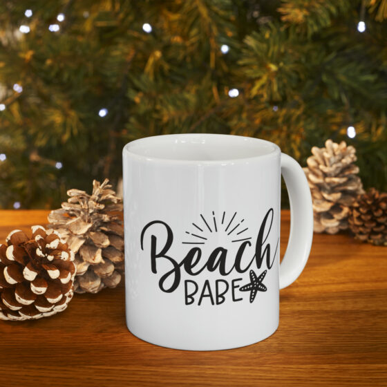 "Beach Babe" - Funny Double Sided Print - White Ceramic Mug 11oz - Image 10