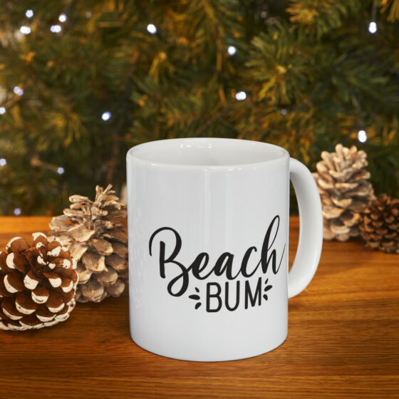 "Beach Bum" - Funny Double Sided Print - White Ceramic Mug 11oz - Image 10