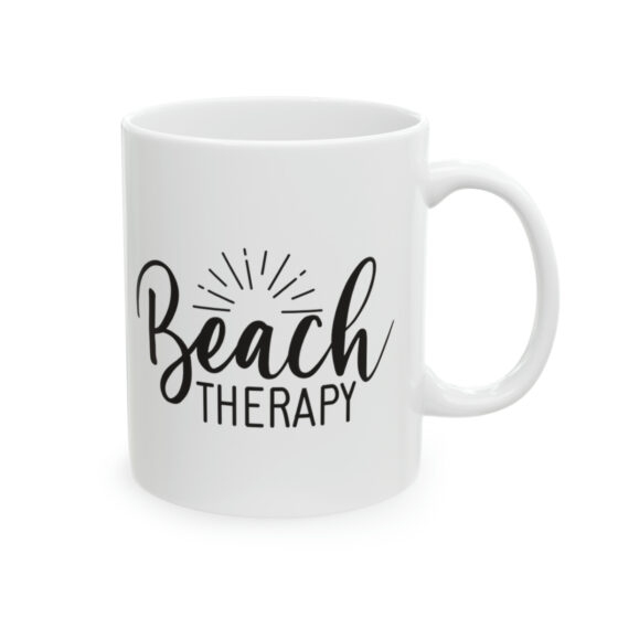 "Beach Therapy" - Funny Double Sided Print - White Ceramic Mug 11oz - Image 4