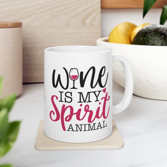 "Wine is My Spirit Animal" - Funny Double Sided Print - White Ceramic Mug 11oz - Image 8