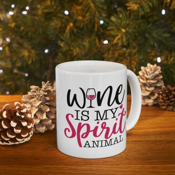 "Wine is My Spirit Animal" - Funny Double Sided Print - White Ceramic Mug 11oz - Image 10