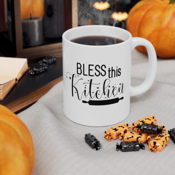 "Bless This Kitchen" - Funny Double Sided Print - White Ceramic Mug 11oz - Image 7